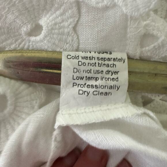 TERZO MILLENNIO Womens Top Medium White Linen Crochet Trim Summer Made in Italy - Picture 7 of 11